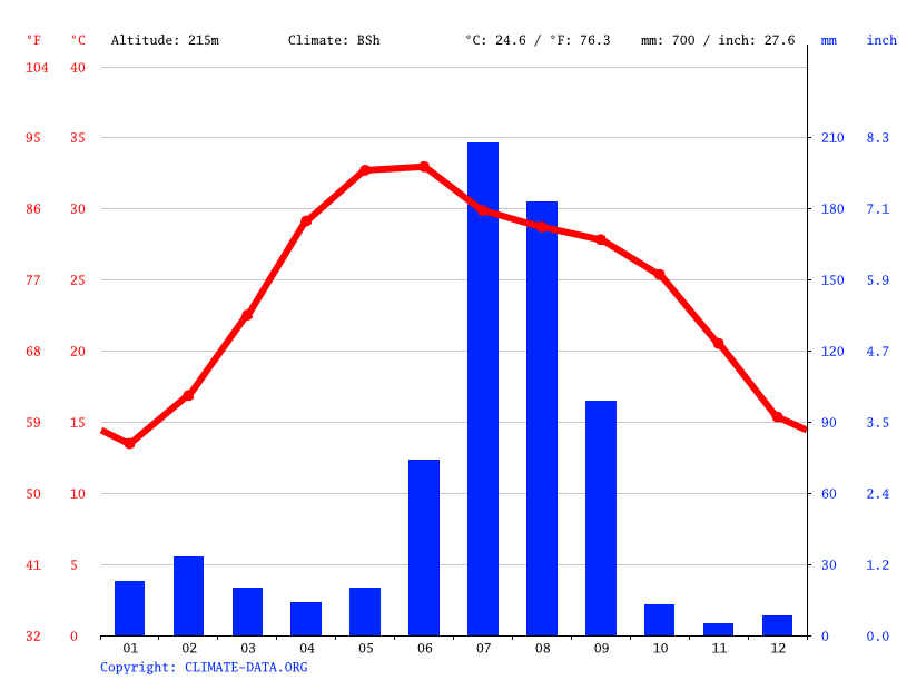 Climate graph // Weather by Month, New Delhi