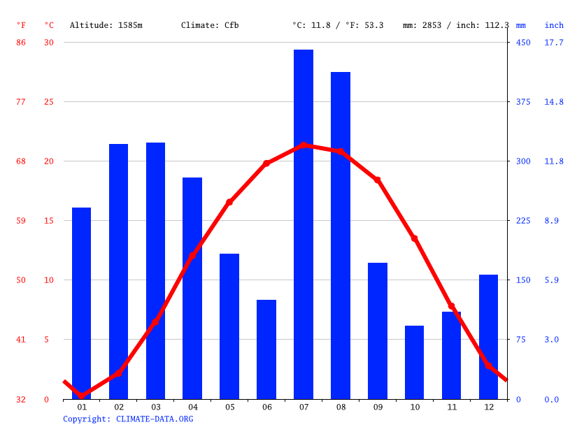 Climate graph // Weather by Month, Srinagar